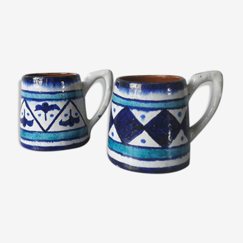 Paire de tasses en céramiques bleue - scandinaves