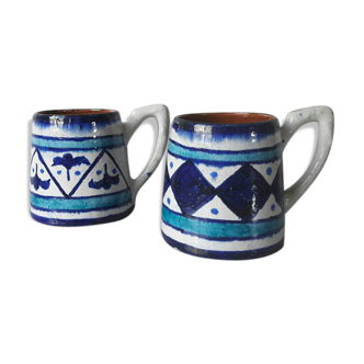 Paire de tasses en céramiques bleue - scandinaves