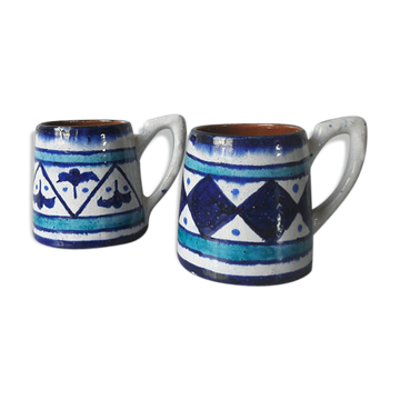 Paire de tasses en céramiques bleue - scandinaves