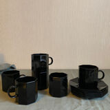 Set of 6 Arcoroc cups and saucers, 1980
