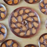 Vintage oyster service Salins earthenware France 9 plates and dish