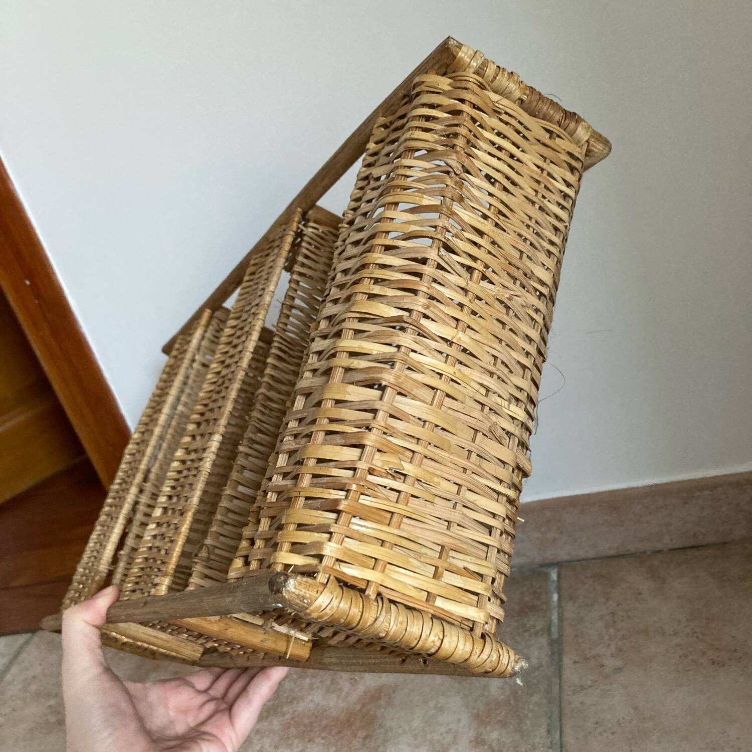 Vintage wicker wall shelf