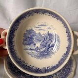 Villeroy and Boch Burgeland blue soup cups with underplates