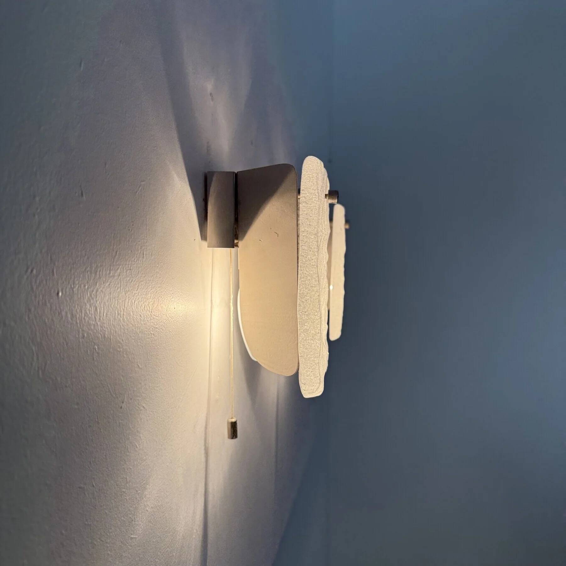 Set of 2 J.T. Kalmar ice glass wall lamps sconce, 1970s, Germany