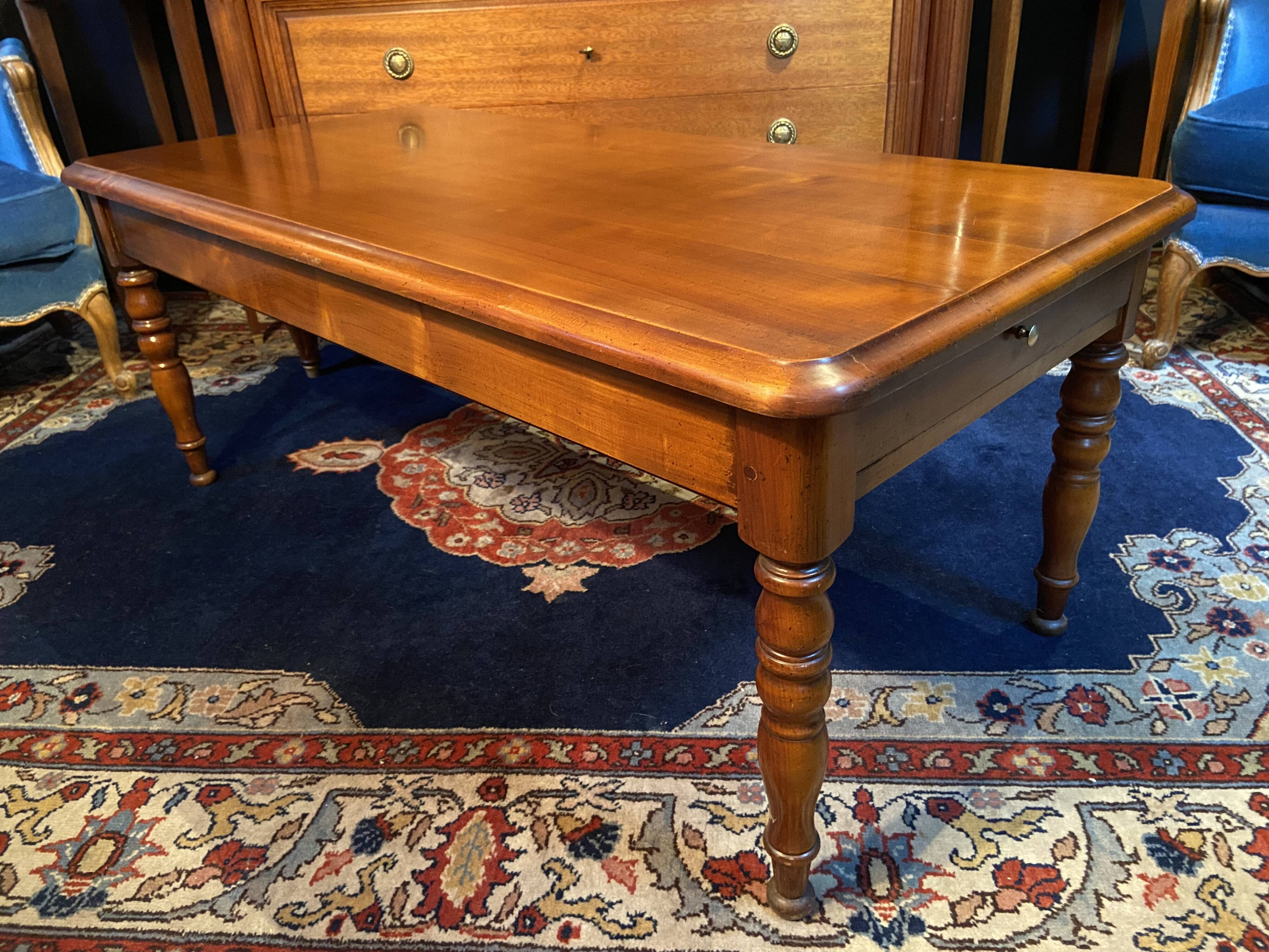 Solid cherry wood coffee table with 2 drawers