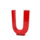 Space age red U letter ceramic solifleur vase, Marcel Radureau Francia 1970