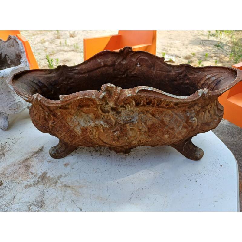 Set of 4 cast iron planters from 1900 from Charleville - Mézières, rockery style