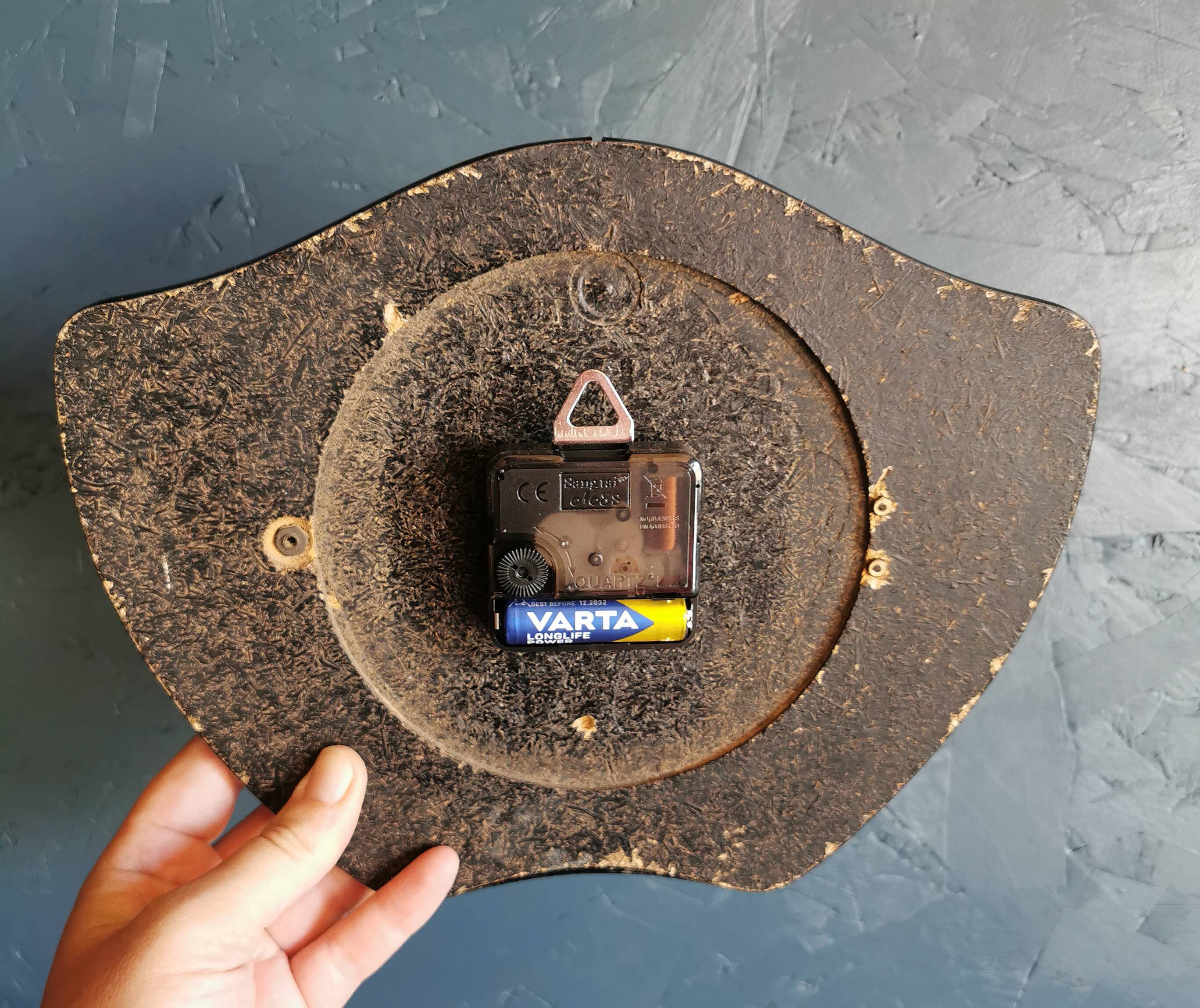 Vintage formica clock silent wall clock 60s "DAM electric yellow black"