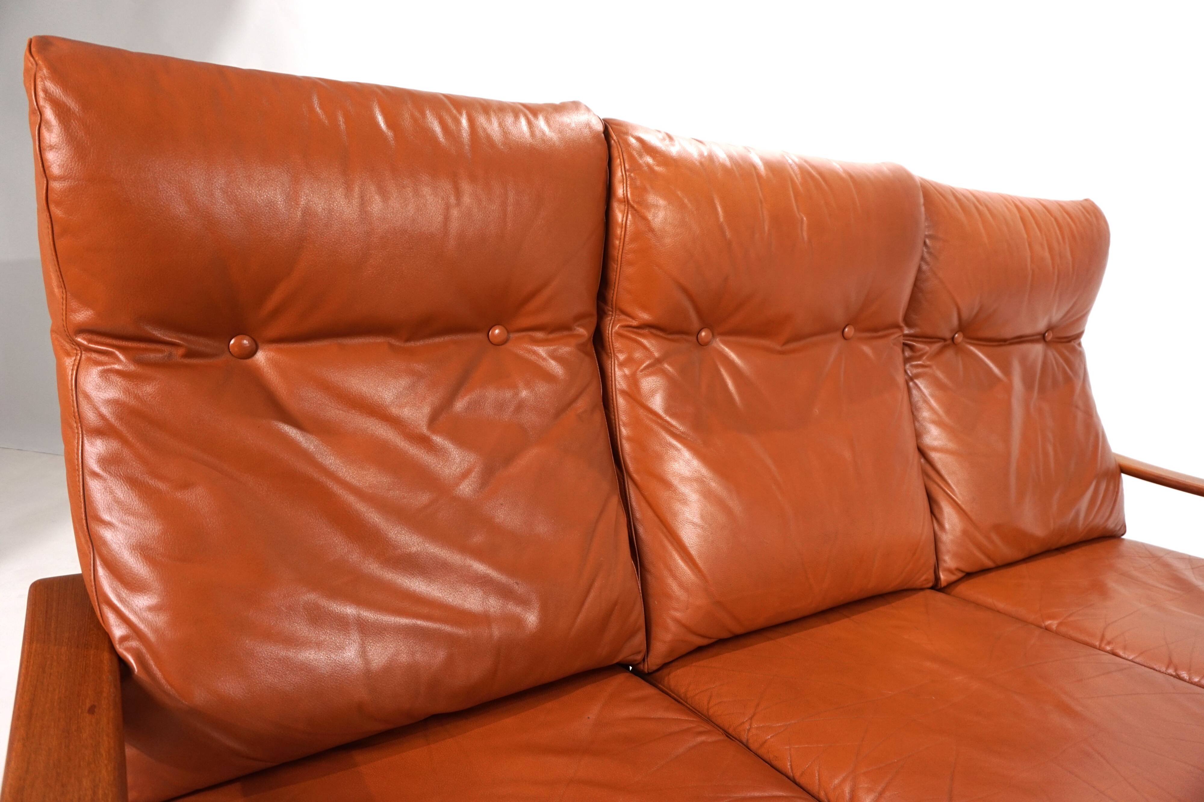 Canapé 3 places Komfort en cuir par Arne Wahl Iversen, 1960