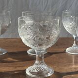 5 vintage fruit pattern glass ice cream cups