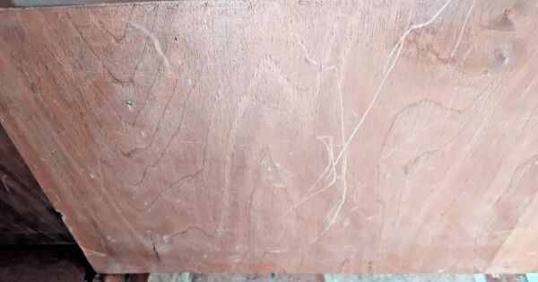 Ancienne Table De Nuit En Bois Avec Plaque De Marbre Vintage