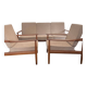 Salon scandinave vintage en teck — canapé 3 places et 2 fauteuils