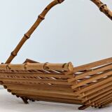 Vintage wooden and bamboo fruit basket