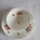 Antique Cup and Saucer in Porcelain with Hand-Painted Floral Decoration