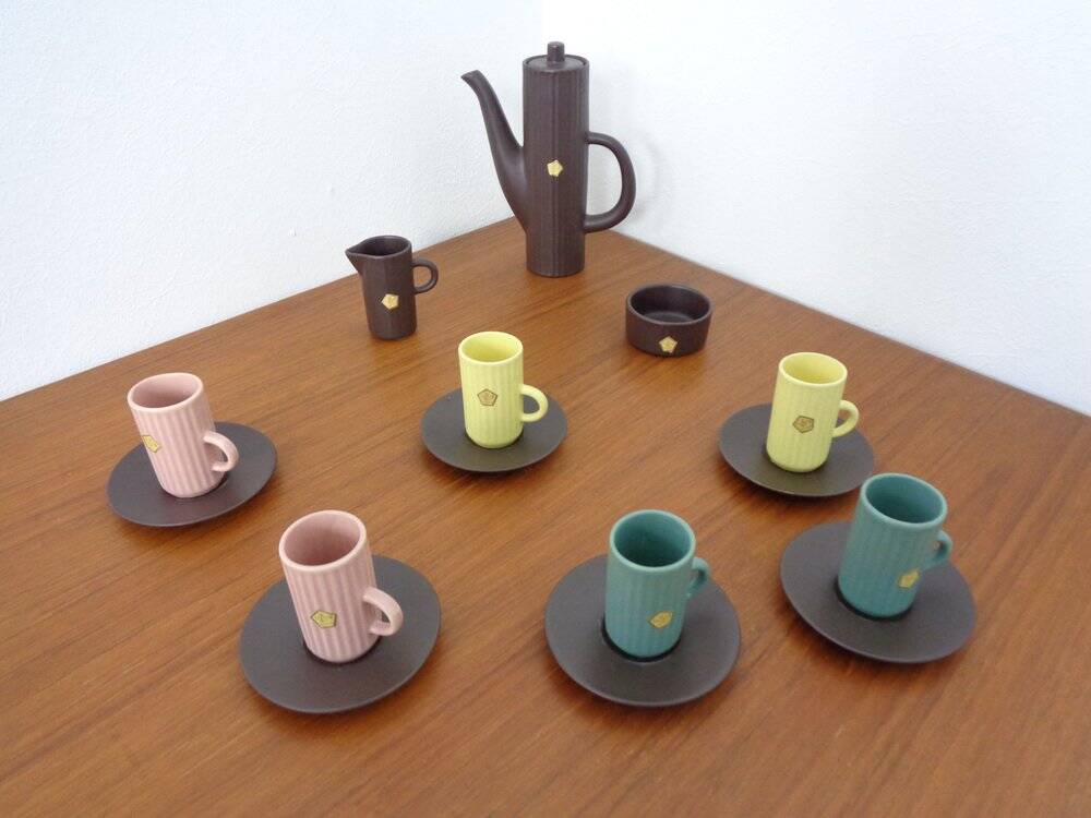 Swedish Syco Mocha Service, 1950s, Set of 15