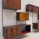 Large colorful wall unit in luxury wood