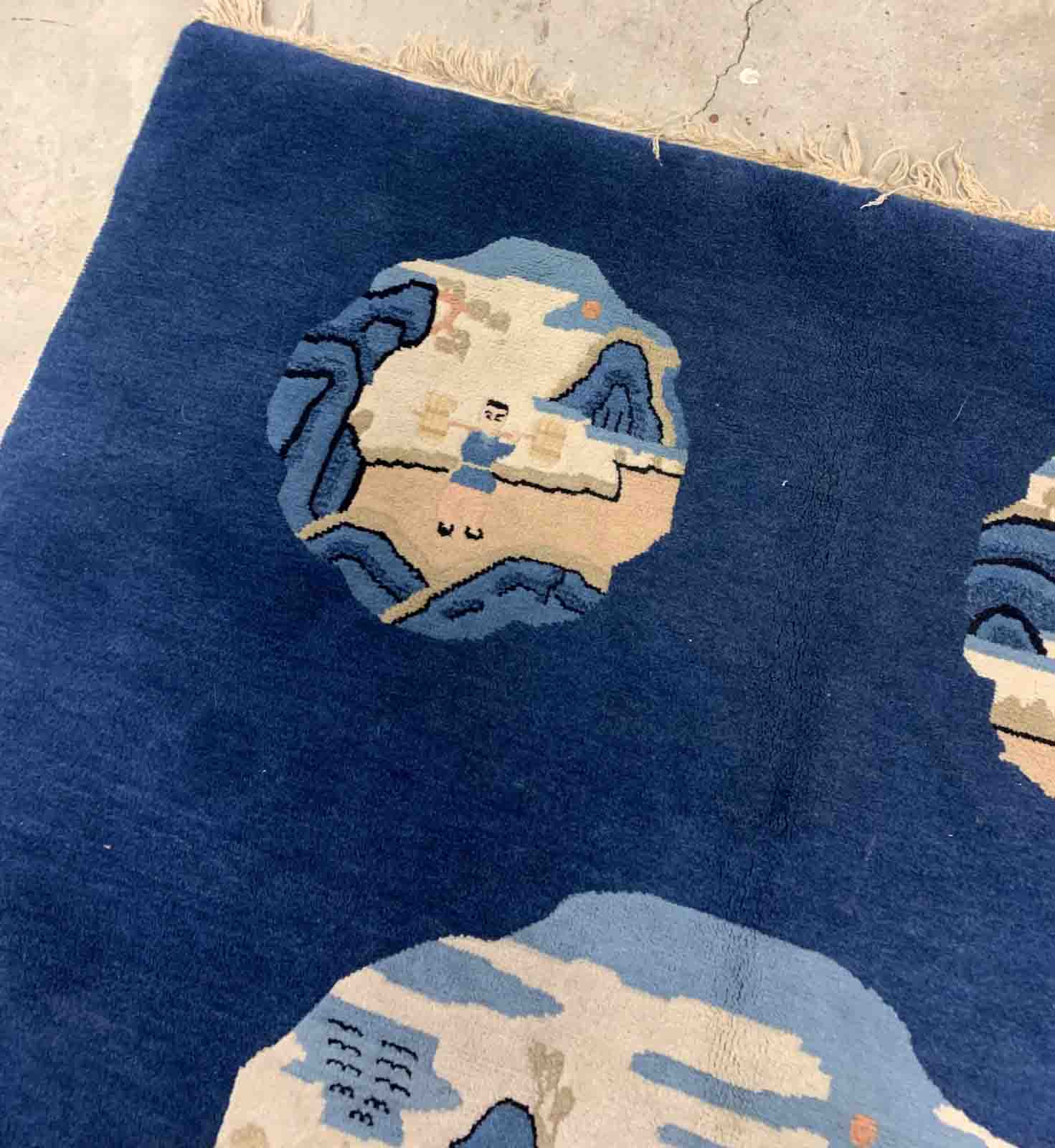 Ancient Chinese Peking handmade carpet 125cm x 189cm 1900s