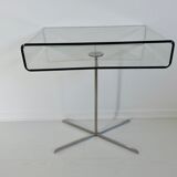Table, side table, Roche Bobois in plexiglass and chrome metal from the 1980s.