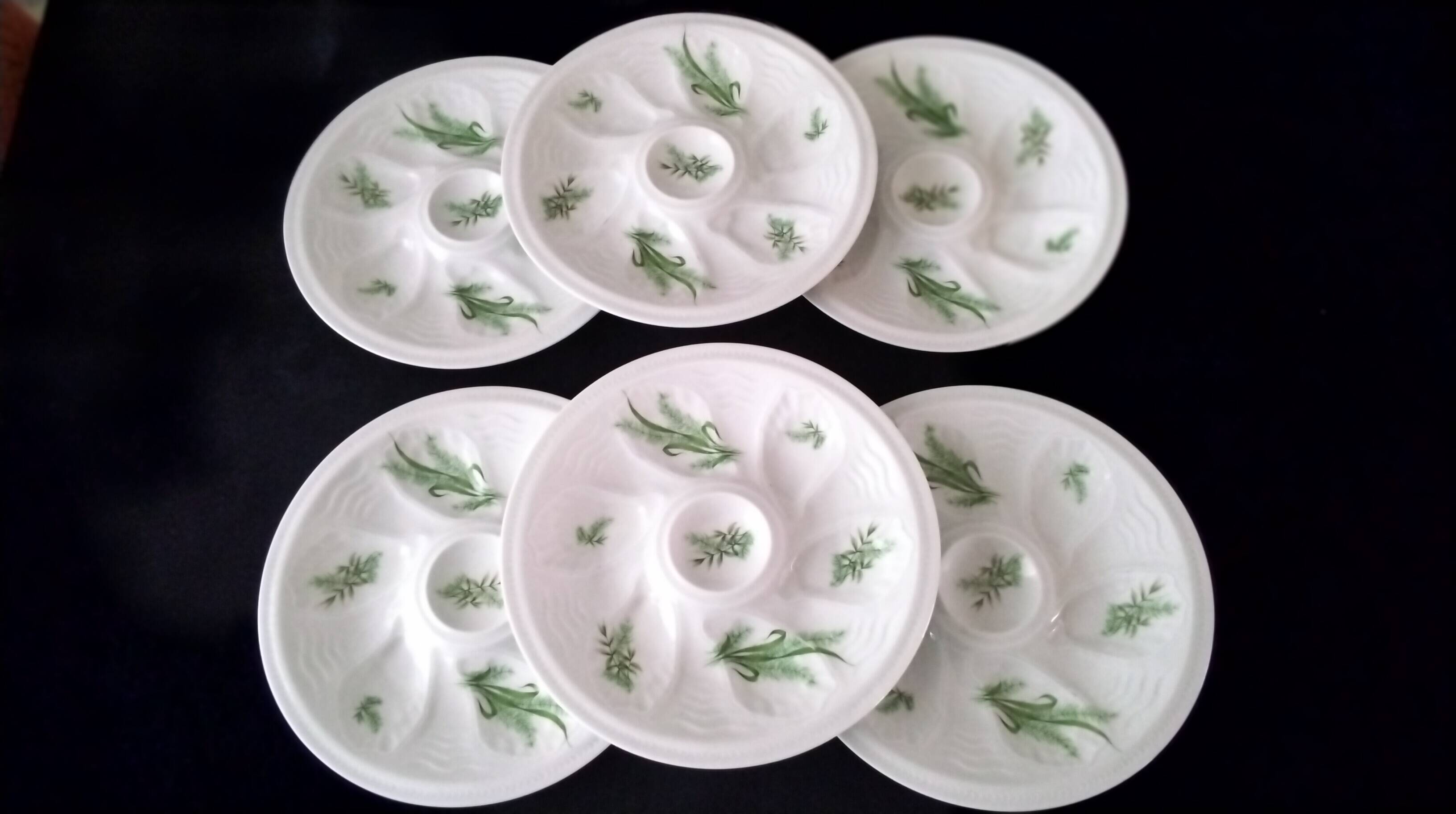 6 oyster plates in Limoges porcelain