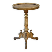 Table d'appoint ronde en marqueterie victorienne, années 1870