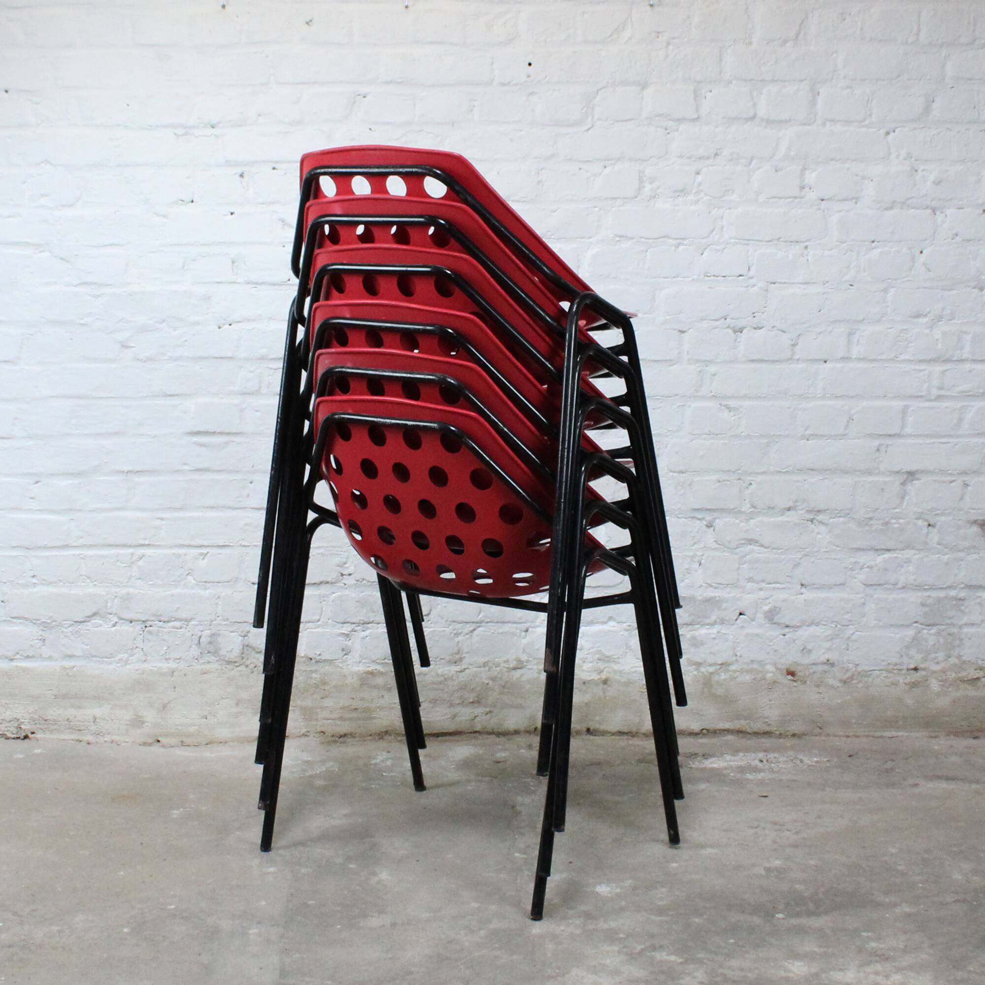 Set of 6 "Deauville" chairs by Pierre Guariche for Meurop