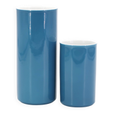 Arzberg Germany duck blue porcelain "roll" vases, 1970s
