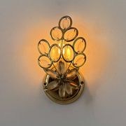 Pair of vintage brass wall lights with pendants, France, 1980.
