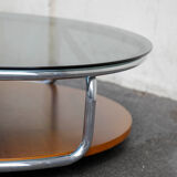 Stainless glass round coffee table Italy 1970