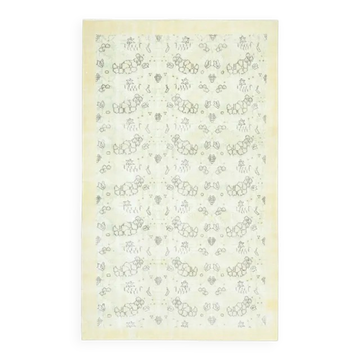 Tapis de sol vintage turc Oushak fait main en laine et coton beige 170x280 des années 1970
