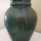 Vase vintage en céramique émaillée, tournée à la main, signature à identifier