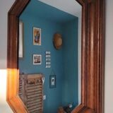 Set of 11 vintage wooden mirrors >60cm