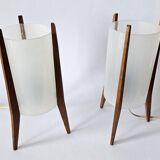 Pair of Mid-Century Table Lamps Pokrok Zilina, Tripod, Rocket, 1970s