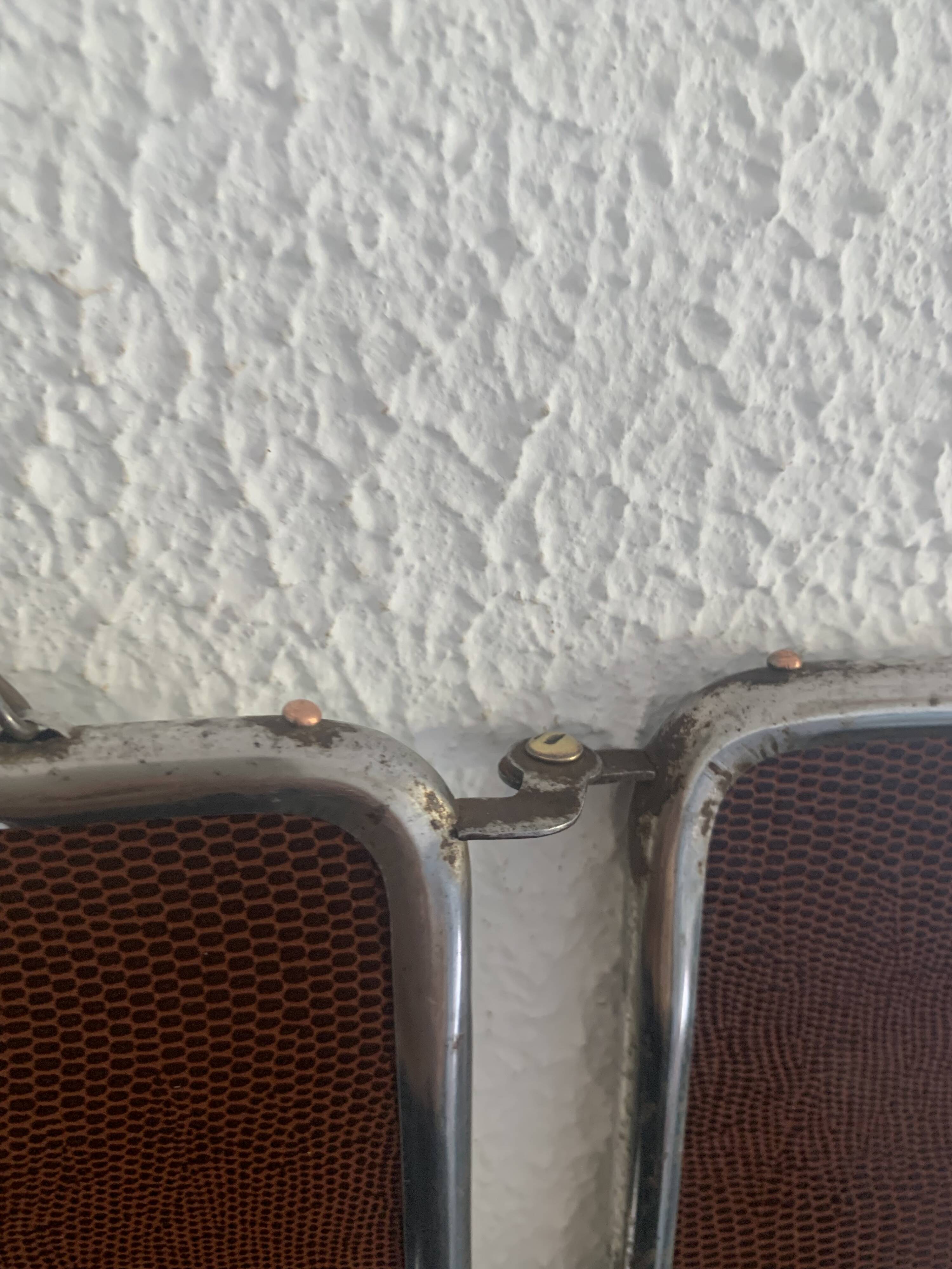 Vintage 1940s chocolate chrome barber triptych mirror - 21 x 49 cm