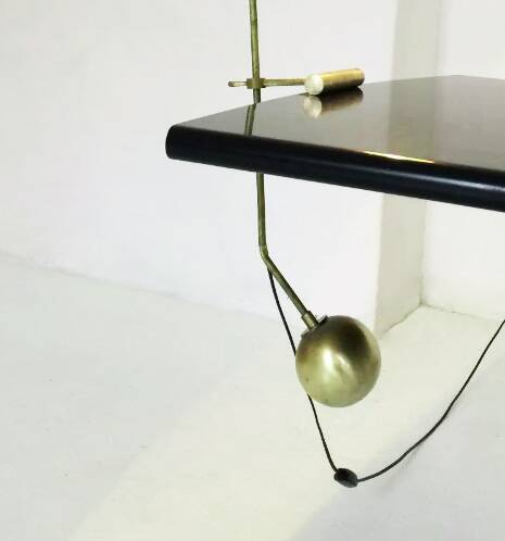 Large Italian brass counterweight lamp, 50s design