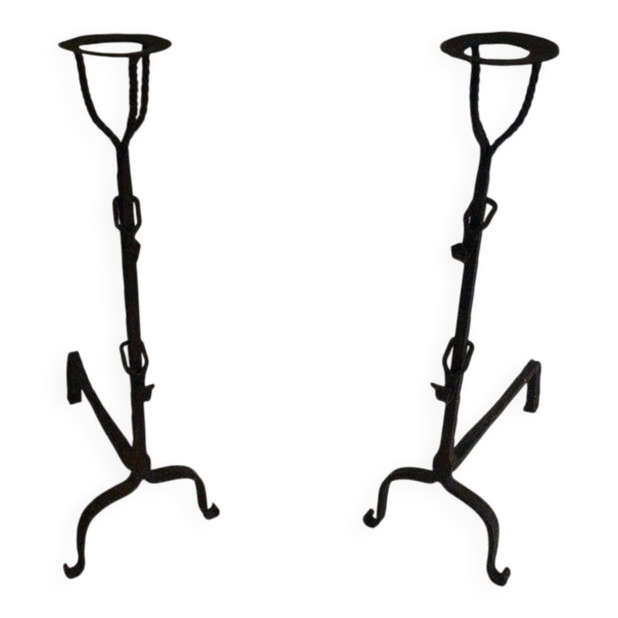 Pair of wrought iron fire tongs