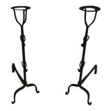 Pair of wrought iron fire tongs