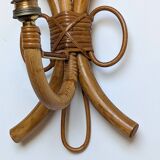 Pair of Louis Sognot rattan wall lights
