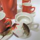 Coffee set earthenware ochre brown earth of sienna Oven King Italy vintage