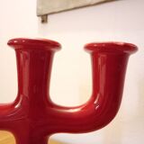 Bougeoir en céramique rouge, Italie années 1970
