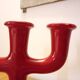 Bougeoir en céramique rouge, Italie années 1970