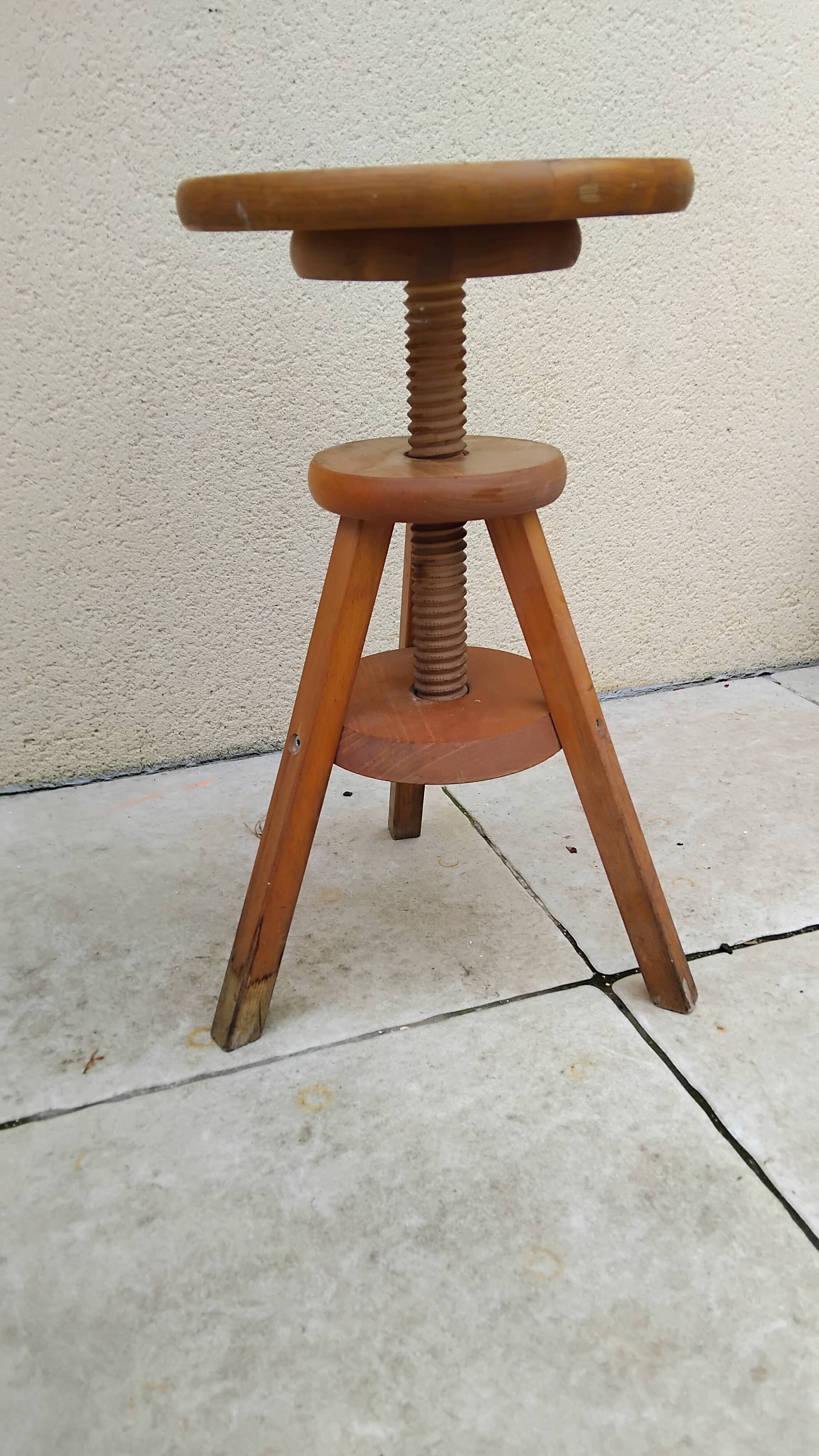Vintage artist workshop screw stool