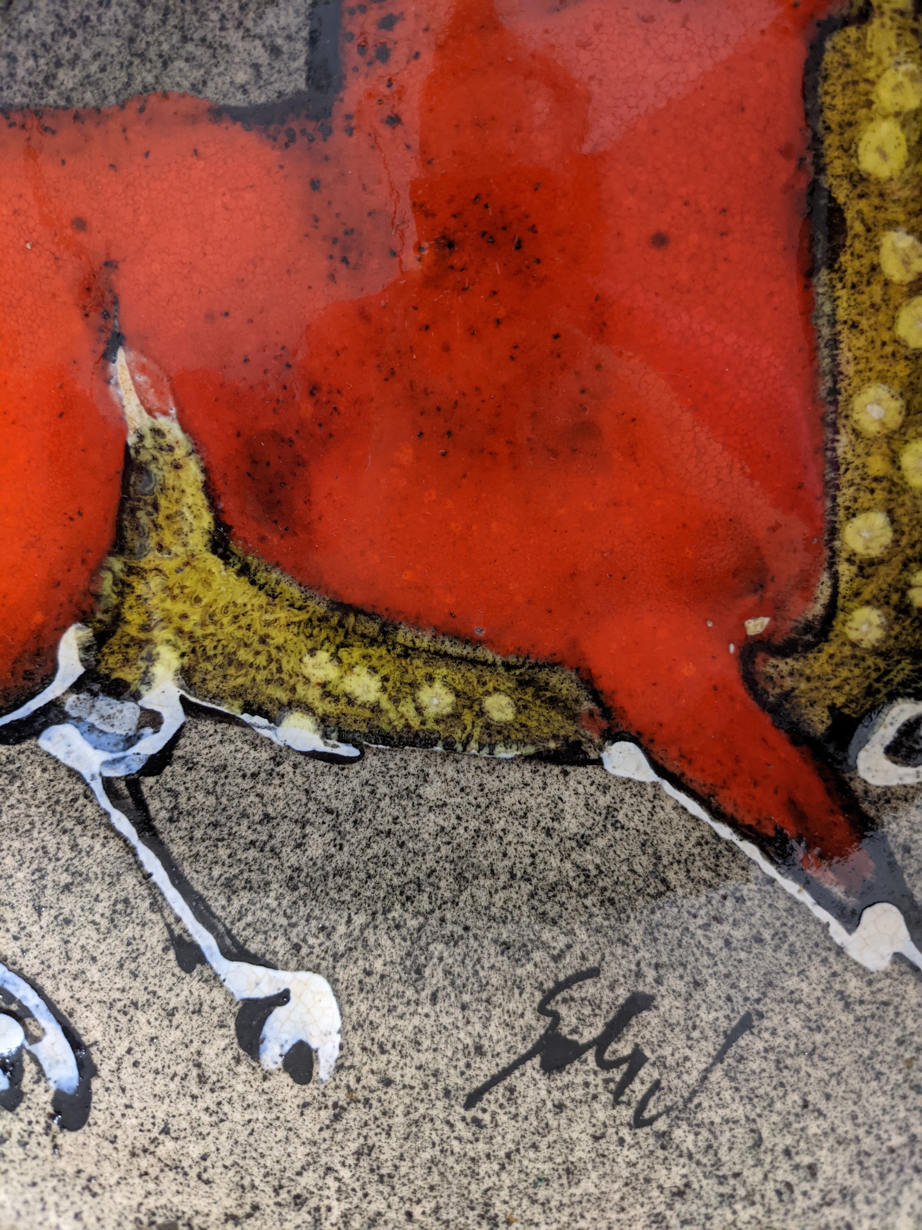 Hollow earthenware dish signed Gehel 50s/60s