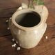 Pot glazed sandstone gray roundness two handles