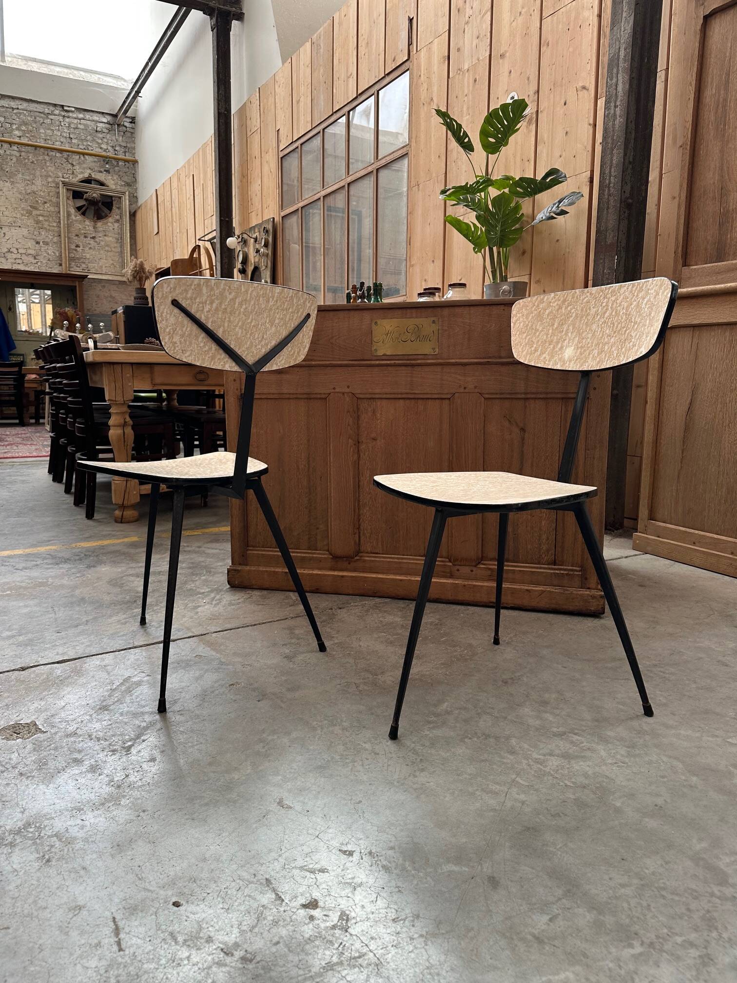 Pair of 60s tripod chairs