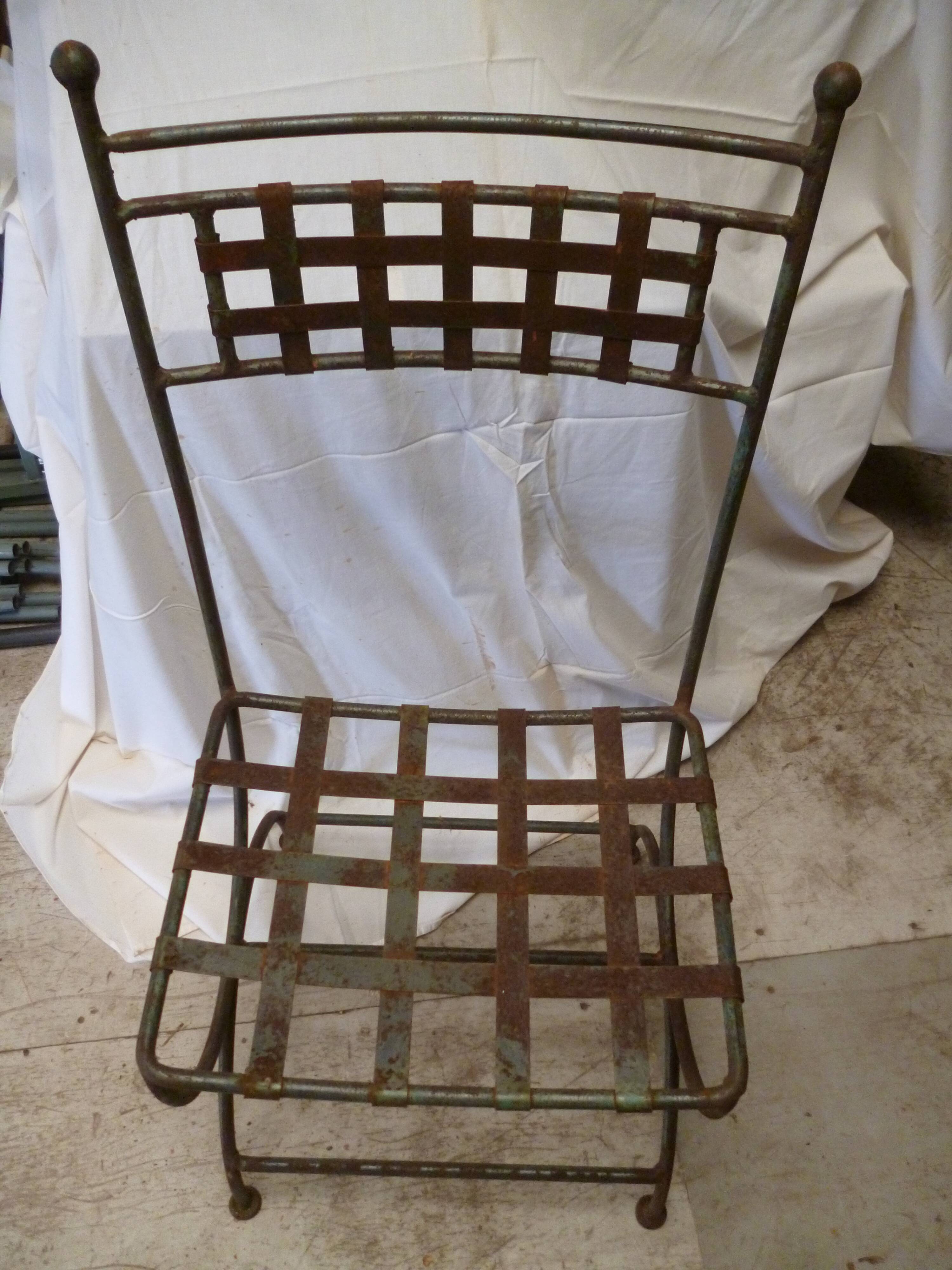 Suite of 6 iron garden chairs