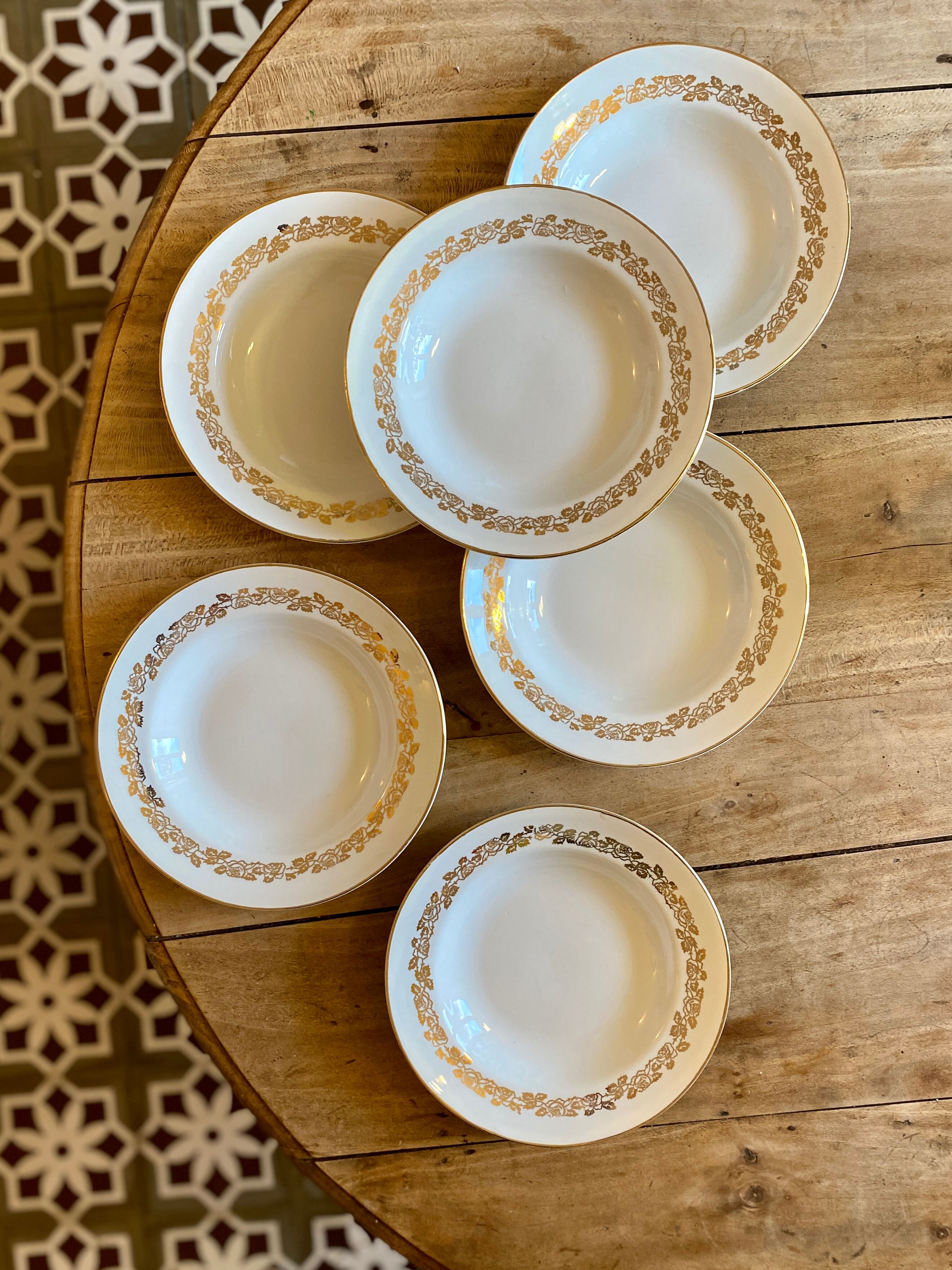 Set of 6 vintage hollow plates Moulin des Loups