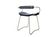 Tabouret de bar sculptural contemporain c. Dossier Métal Argent Vieilli et Cuir Bleu Marine