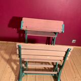 Cast iron and wood school desk