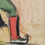 Pastel original signé de Jean Target – Danse masquée au Tibet, 30 x 40 cm