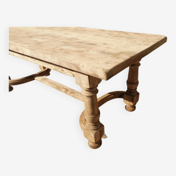 Raw stripped monastery table, baluster legs